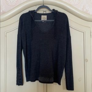 Chaser Dark Grey Hooded Shirt with Ties Size Small